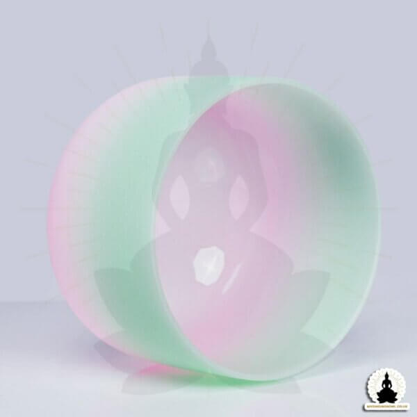mysingingbowl - Pink and Pastel Green Frosted Crystal Singing Bowl Quartz (2)