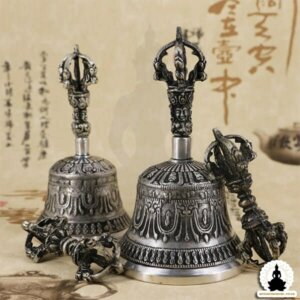 mysingingbowl - Tibetan Silver Ceremonial Bell with Dorje – 3 Sizes available (1)