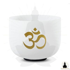 White Frosted Crystal Singing Bowl - OHM Symbol (1)