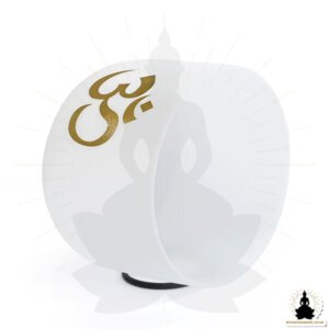 White Frosted Crystal Singing Bowl - OHM Symbol (4)