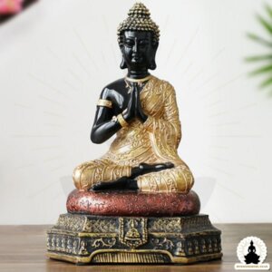 Buddha Statue Black & Gold Resin Buddha (23 cm) Zen Meditation Decoration (1)