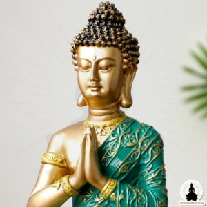 Buddha Statue Green & Gold Resin Buddha (23 cm) Zen Meditation Decoration (3)
