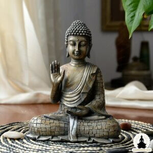 Buddha Statue Hand Made and Hand Painted Resin Buddha Statue (21.5 cm) Zen Meditation Decoration (1)