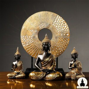 Buddha Statue Handcrafted Golden Resin Buddha Zen Meditation Decoration (1)