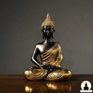 Buddha Statue Handcrafted Golden Resin Buddha Zen Meditation Decoration (2)