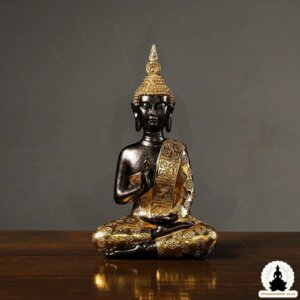 Buddha Statue Handcrafted Golden Resin Buddha Zen Meditation Decoration (4)